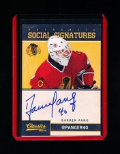 2012 PANINI HOCKEY CLASSICS DARREN PANG SOCIAL SIGNATURES BLACK HAWKS GOALIE