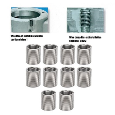 10x Thread Repair Inserts Steel Wire Protection Sleeve Hardware Fastener M18 SET