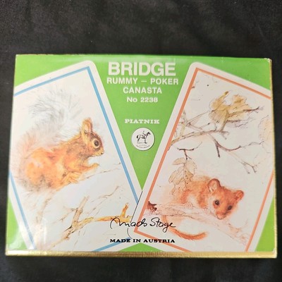 Vintage Bridge Rummy Poker Canasta Set By Piatnik, Instructions & Original Box