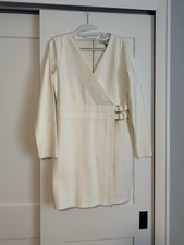 New Womens Guess Stretch Wrap Long Sleeve Double Belt Buckle Size 10