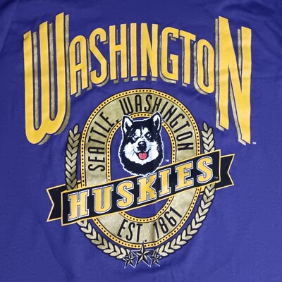 vintage single stitch Washington Huskies t shirt XL NEW nwt Deadstock football