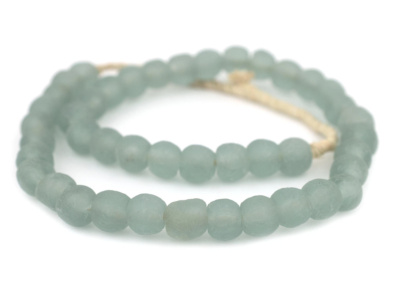 Ocean Aqua Recycled Glass Beads 14mm Ghana African Sea Glass Green Round
