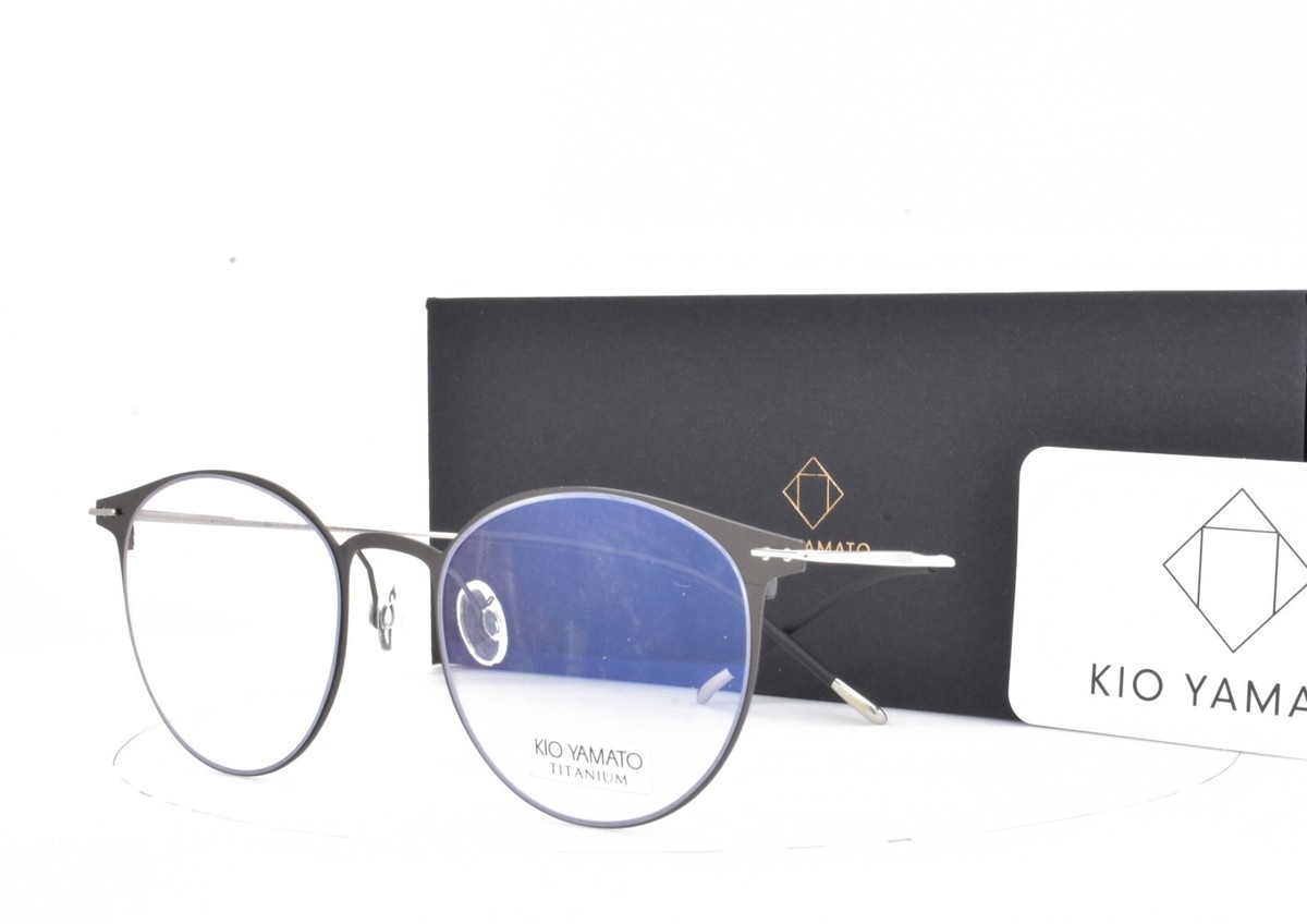 美品◇KIOYAMATO◇メタルフレーム◇KT-313◇53◻︎18◇定価3.7万 Kio Yamato Eyeglasses Gunmetal TITANIUM Flexible Temples 52-19-150