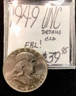 1949 Franklin Half Dollar UNC. DETAILS CLD. FBL! ENN Coins