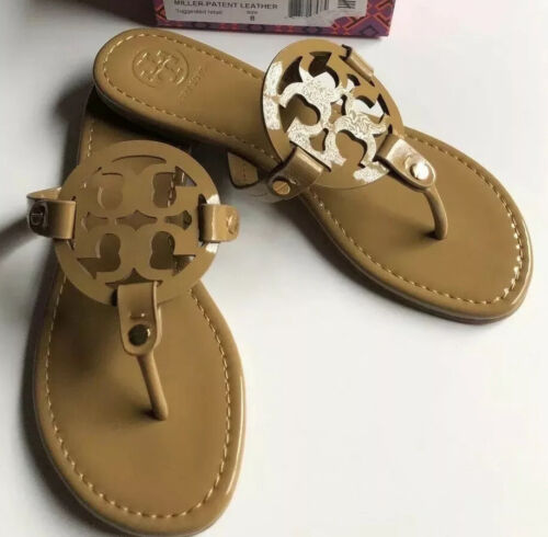 Tory Burch Miller Sandals Patent Leather Sand- NudeSize 8 M: No Box | eBay