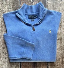 VINTAGE POLO RALPH LAUREN 1/4 ZIP PULLOVER SWEATER BLUE MENS XL EXCELLENT