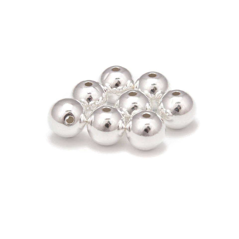 925 Sterling Silver Round Beads Size 2mm-12mm Sold by Bag - Image 3 of 4