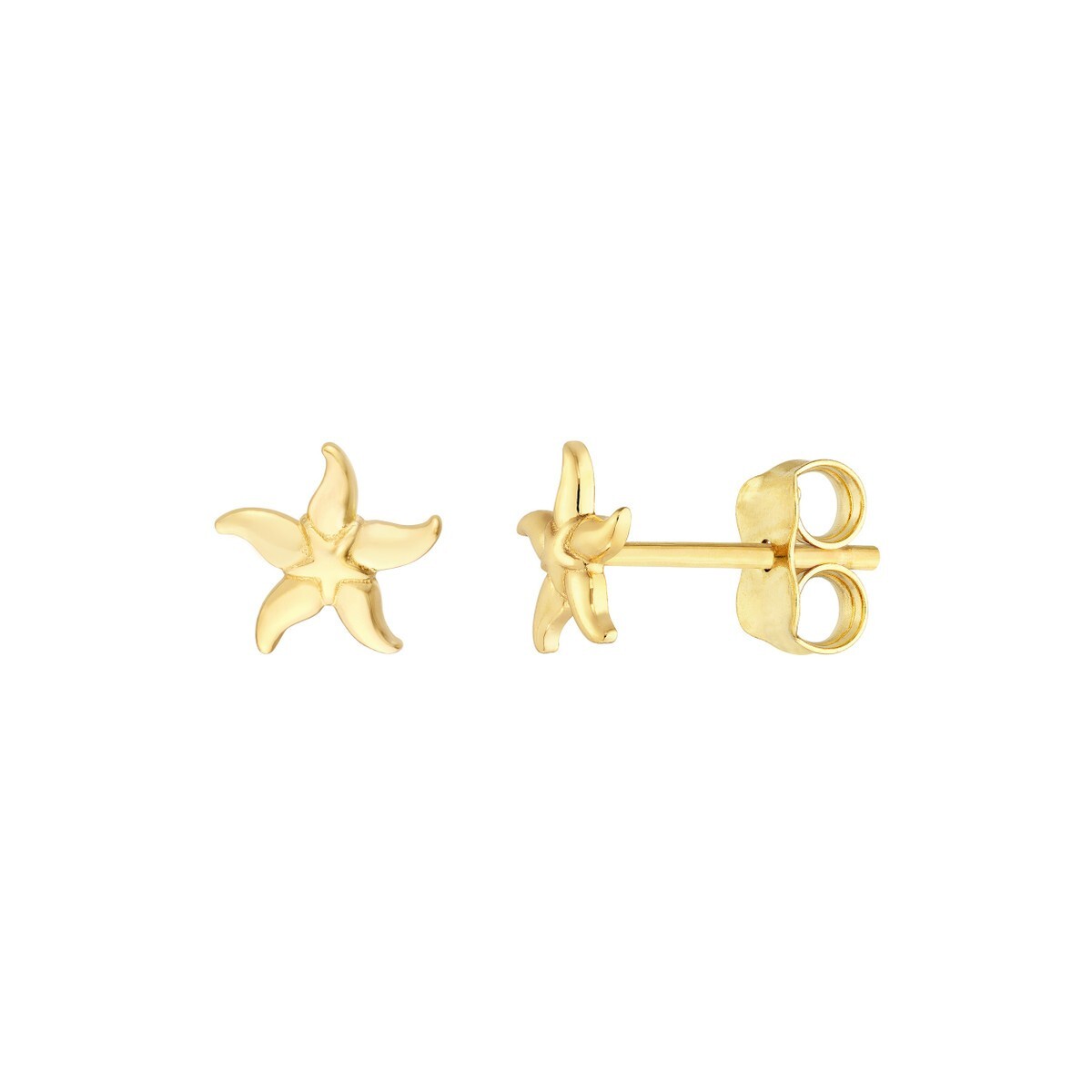 14K Solid Gold Starfish Stud Earrings Small Dainty Beach Nautical Jewelry Women