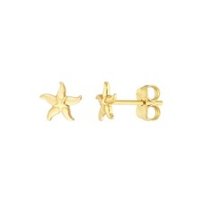 Starfish Stud Earrings Real 14K Yellow Solid Gold Dainty Star Studs Women
