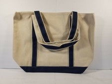 Canvas Tote Bag - Cream With Navy Blue Handles - Large - Heavy Duty - New