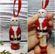 Wood Santa Claus Ornament Naked Santa Naughty Funny Christmas Tree Pendant