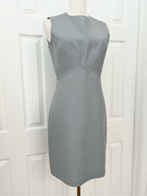 valentino grey dress Womens Dove Gray Sleeveless Wool Shift Size 0 Vestido Artesanal
