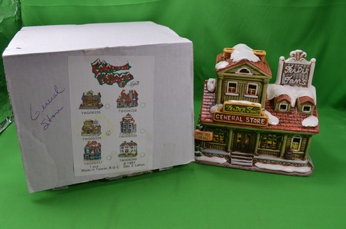 Vintage Lefton Kolonialdorf Gemischtwarenladen Weihnachtsdeko mit Box, Licht, TWD06336