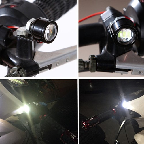 2 Pcs White Motorcycle Handlebar Rearview Mirror LED Daytime Running Lens Light - Picture 9 of 9