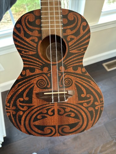Luna Mahogany Tribal Tenor Ukulele, Only 3 Strings - Picture 6 of 15