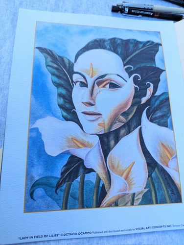 Octavio Ocampo "Lady In Field Of Lilies" Visual Art Concepts Excellent