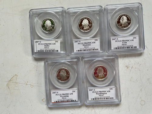 2007 S SILVER PROOF SET STATE QUARTERS PCGS PR69DCAM FLAG LABEL - Picture 20 of 21