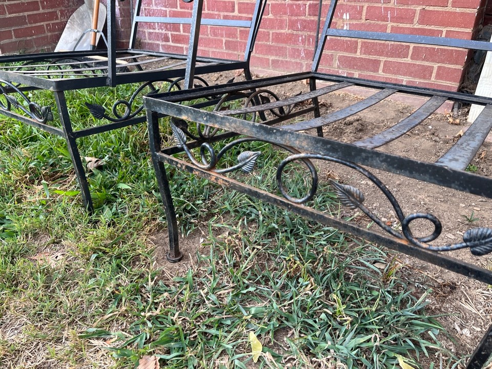 vintage WOODARD wrought iron patio furniture bench lounge & 2 chairs eBay