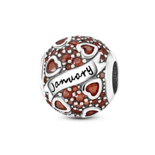 MULA European Birthstone January DIY Charm AAA CZ For Bracelet 925 Silver Plated