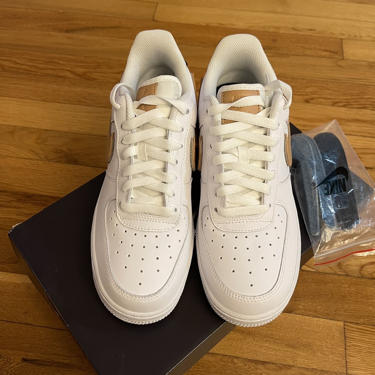 Nike Air Force 1 Low Removable Swoosh Pack White Vachetta Tan Sz