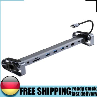 USB C Dock 10-in-1 Multiport RJ45 Gigabit Ethernet 3,5 mm AUX für MacBook Huawei
