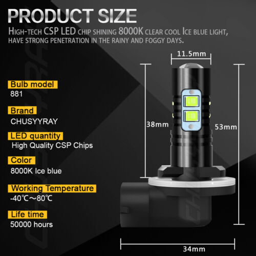 LED bulbs for Arctic Cat ZL 440 500 550 580 600 700 800 Snowmobiles Headlights - Bild 5 von 13