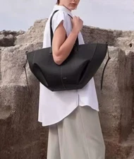 French POLENE women's bag cowhide large capacity tote bag pleated Polene niche