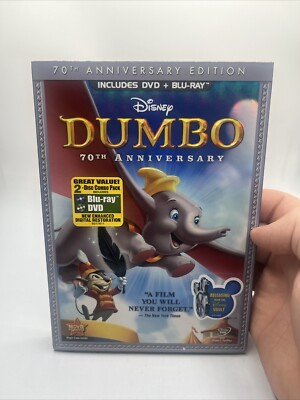 Dumbo (Blu-ray/DVD, 2011, 2-Disc Set, 70th Anniversary Edition DVD/Blu-ray) New