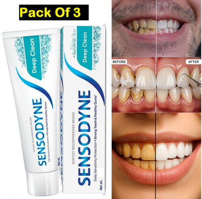 3 X Sensodyne deep clean toothpaste for advanced cleaning &lasting freshness 40g