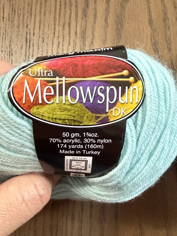 3 Mary Maxim ULTRA Mellowspun DK "robins Egg" DISCONTINUED 174yds Each - Image 2 of 4