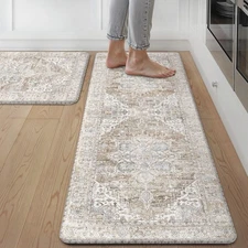 Kitchen Mats for Floor, 2PCS Kitchen Rugs Non Slip Washable, Waterproof Anti ...