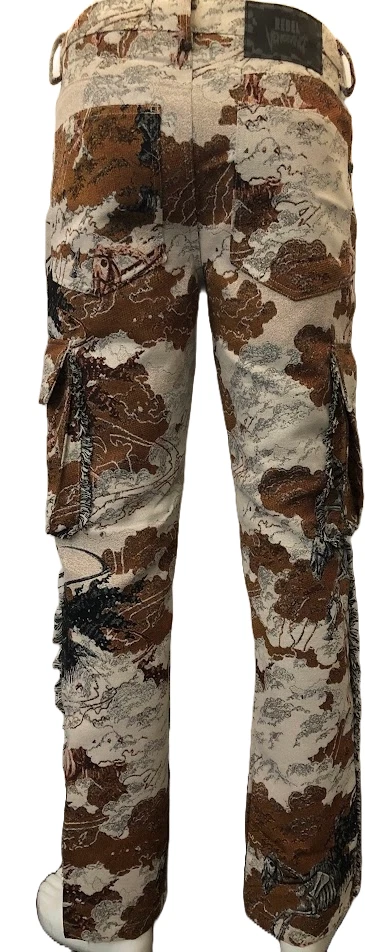 Rebel Vengeance Skeleton Desert Camo Tapestry Pants, Designer Art, Streetwear! - Image 3 of 4