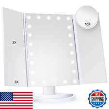 HUONUL LED Makeup Mirror 2X 3X 10X Magnification Touch Control Trifold White