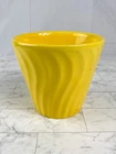 VINTAGE US POTTERY YELLOW SWIRL FLOWER POT — NOT BAUER — 6” TALL MCM
