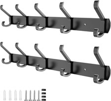 2 Pack Coat Rack Wall Mount,17.3 in Wall Hooks for Hanging, Coat Hanger Wall