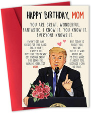 Funny Mom Birthday Card Gift from Son Daughter, Humor Trump Birthday Card for Mo