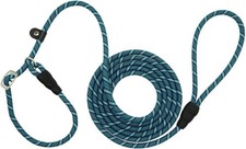 10FT / 20FT Long Slip Lead Dog Leash, 3/8" Thick Nylon  3/8", Blue