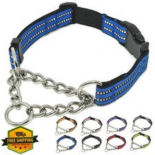 Martingale Dog Collars, Reflective Nylon Collar with Stainless Steel Chain, A...