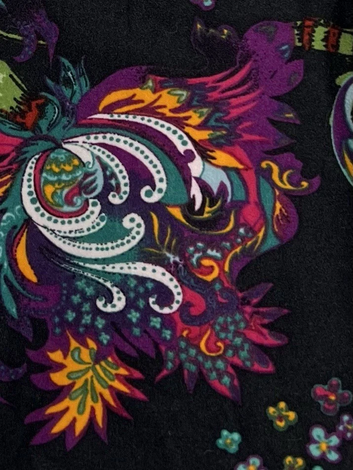 LuLaRoe Leggings OS One Size HTF BLACK Colorful Rainbow PAISLEY Flower Whimsical - Image 2 of 4