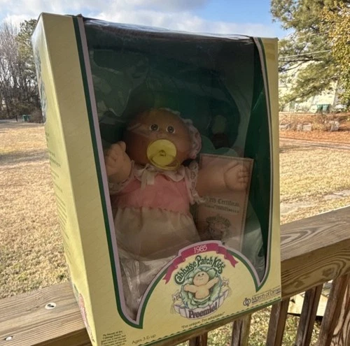 Cabbage Patch Kids Sarah Christabella Preemie Baby Doll 1985 Brown Eyes Box