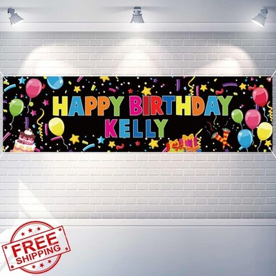 Personalized Birthday Banner Custom Name DIY Colorful Party Decor | eBay