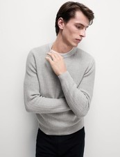 Marks & Spencer Mens Grey Marl Crew Long sleeved Jumper - M&S