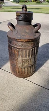 VINTAGE 1920 - 1930's SHELL ELLISCO GALVANIZED 10 GALLON OIL CAN