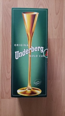 Original Underberg ''Gold Cup'' Long Stem Metal Glass - Rare *New In Box*