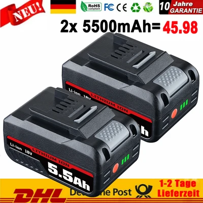 MARKENLOS 2X 6,0Ah 5,5Ah Ersatzakku Für Einhell Akku 18V Power X-Change Lithium PXC LED