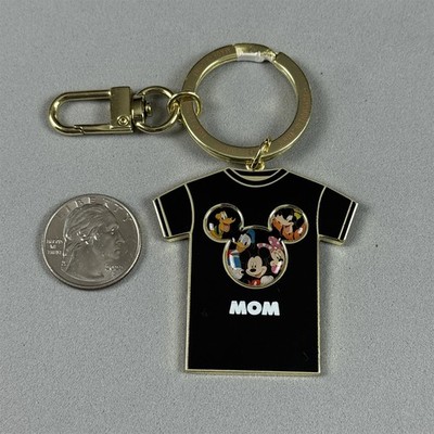 Disney MOM Mickey Minnie Donald Pluto Mouse Head Shirt Keychain Key Ring #55827