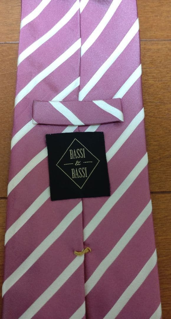 BASSI&BASSI Purple White Stripe Tie 100% Silk 149cm Length View 2