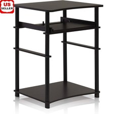 Compact Home Computer Desk W/ 3 Side Storage Shelves Keyboard Tray Office Study