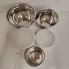 Stainless Steel Mixing Prep & Serving Nesting Bowls Set Of 5 Bowls 2 Lids