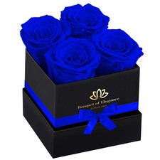 Blue Forever Flowers Roses in A Box,Real Preserved 4 Roses,